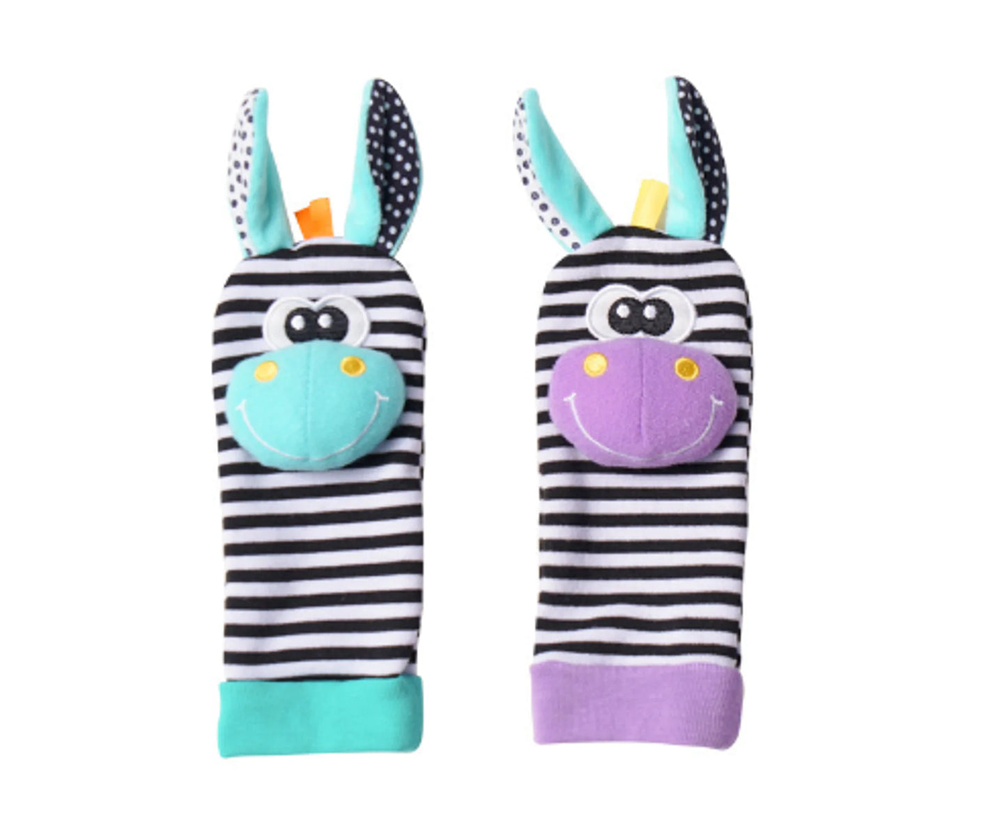 Cartoon Plush Socks Wrist Strap Rattles