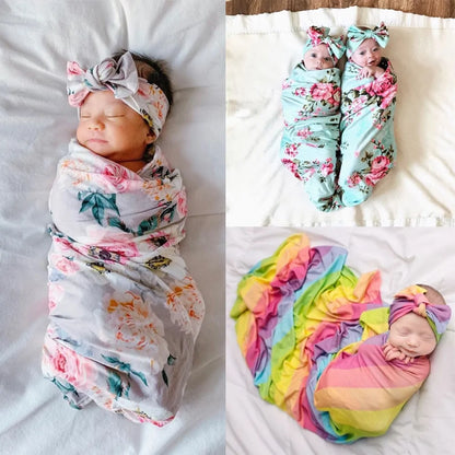 Newborn Swaddle Blanket - w/ Matching Bow