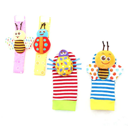 Cartoon Plush Socks Wrist Strap Rattles